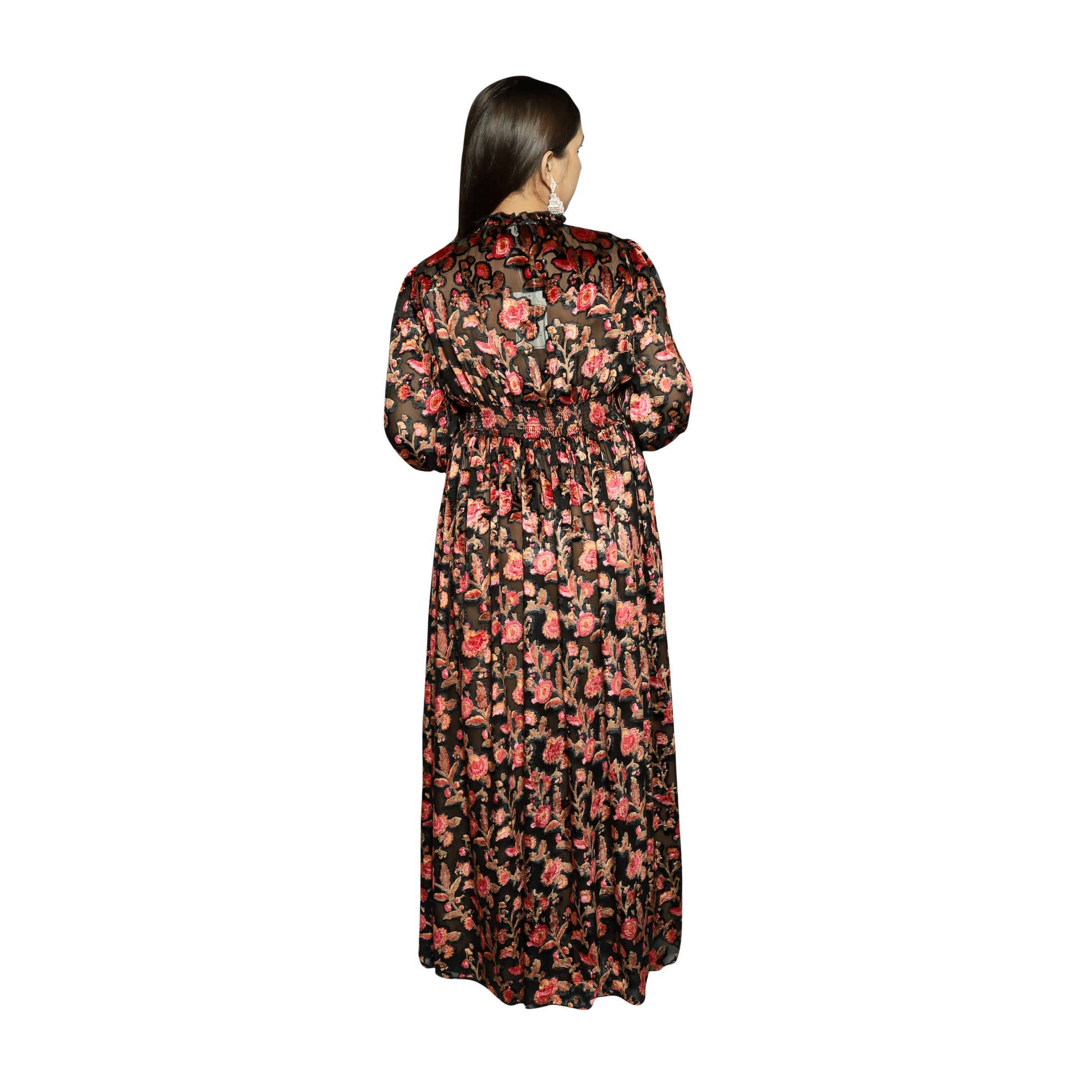 Dusty red Devoré burnout dress with spaghetti straps - The Bebla