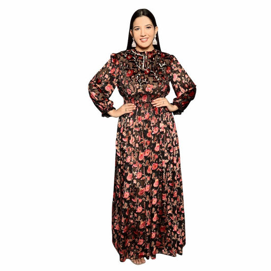 Dusty red Devoré burnout dress with spaghetti straps - The Bebla