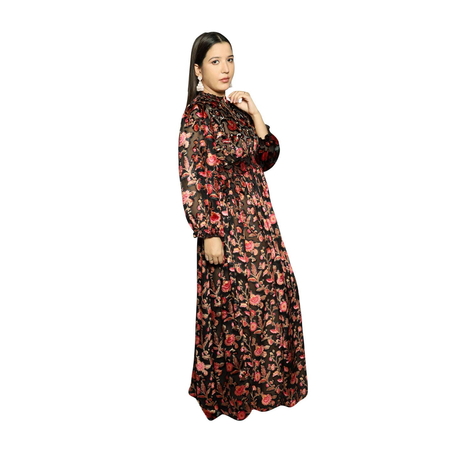 Dusty red Devoré burnout dress with spaghetti straps - The Bebla