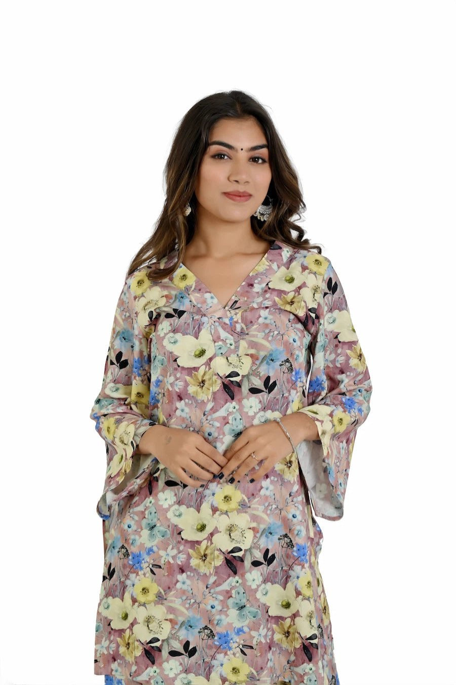 Elegant Gray Floral Printed Co Ord set - The Bebla