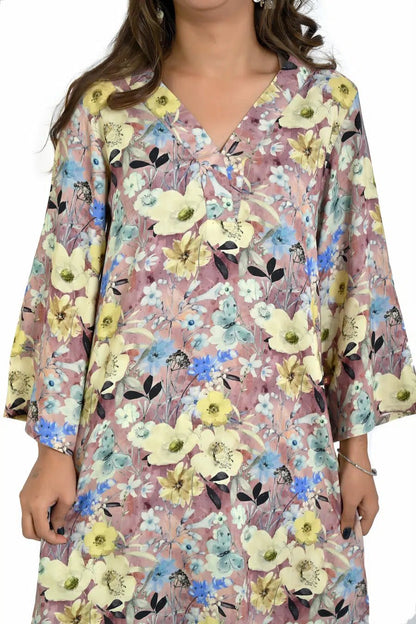 Elegant Gray Floral Printed Co Ord set - The Bebla