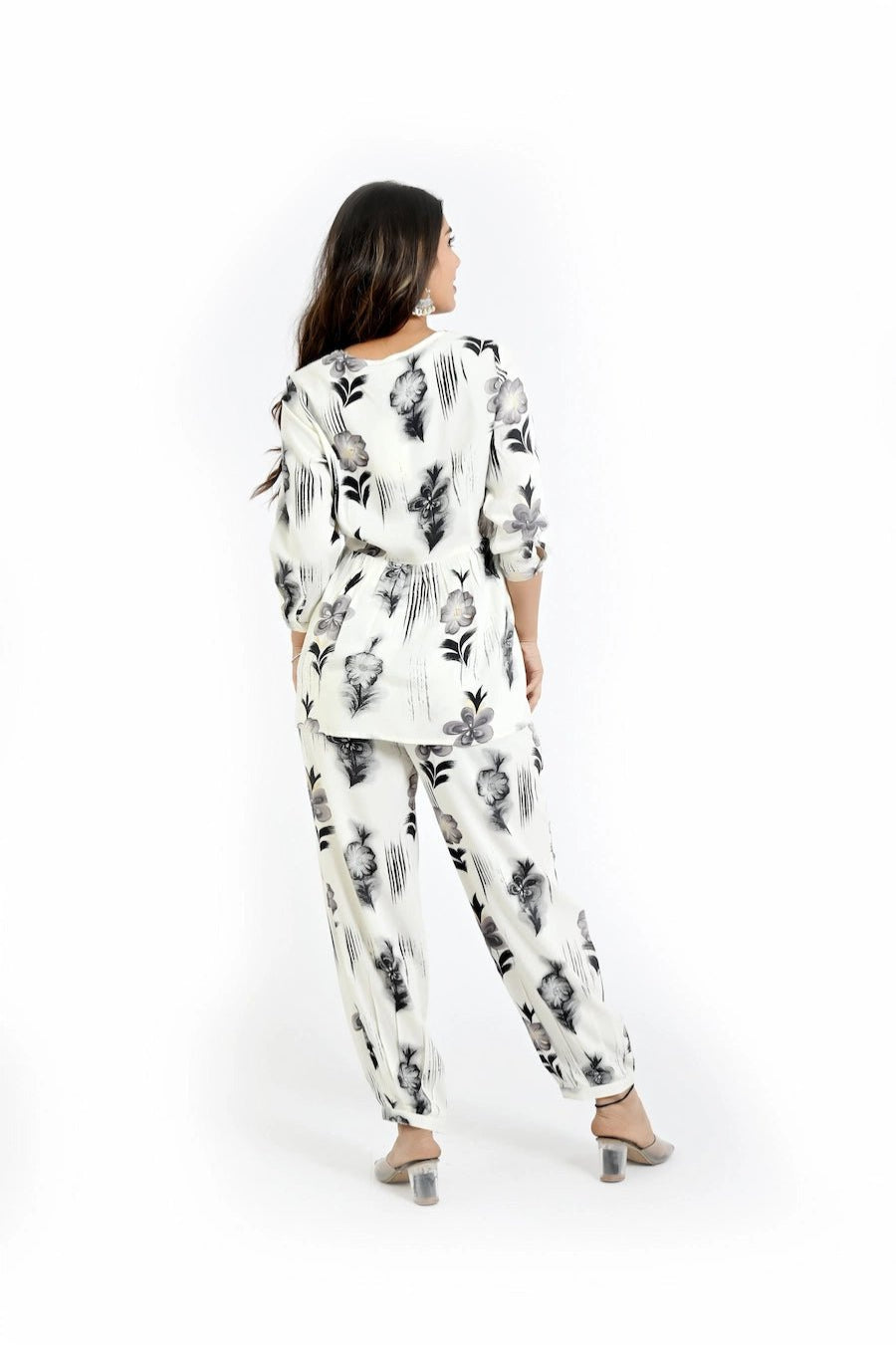 Elegant Off - White Printed Co - Ord Set for Women - The Bebla