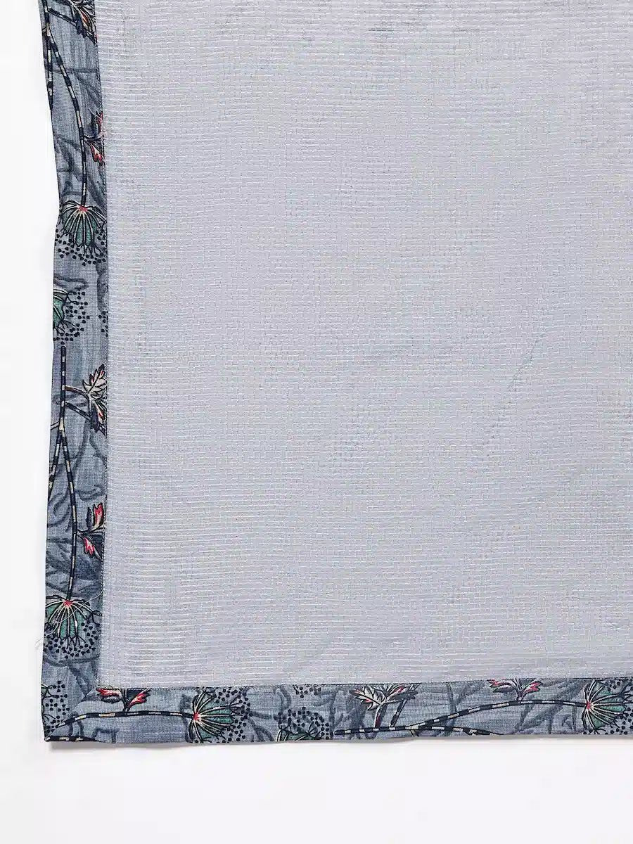 Embroided Printed Blue kurta set with misdent dupatta - The Bebla