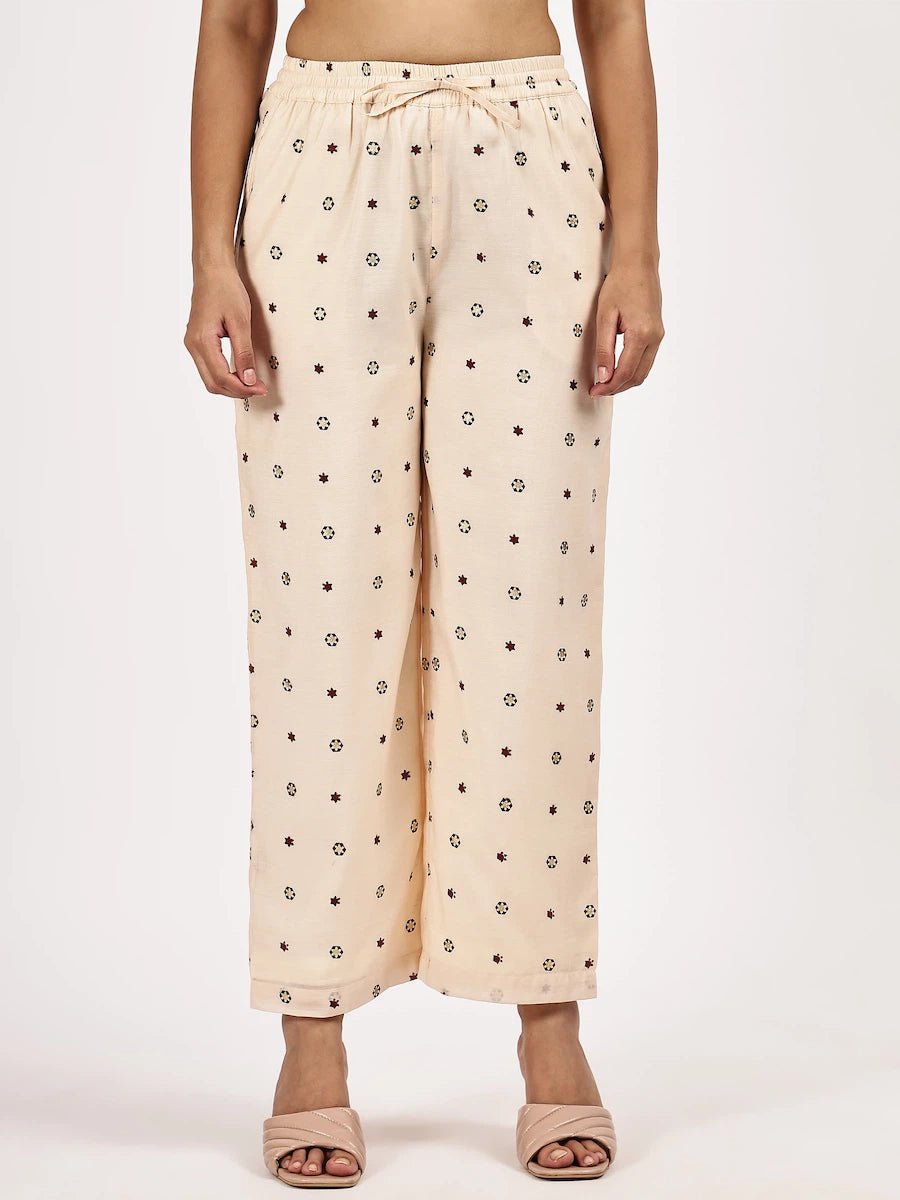 Embroided Printed Off - white Kurta Set with Maroon Dupatta - The Bebla