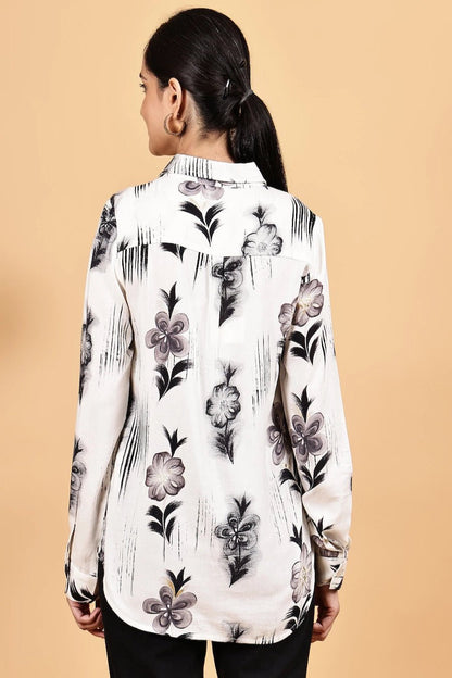 Front opened collar shirt with all over floral print - The Bebla