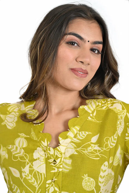 Graceful Green Kurta Pant Set for Festive Look - The Bebla