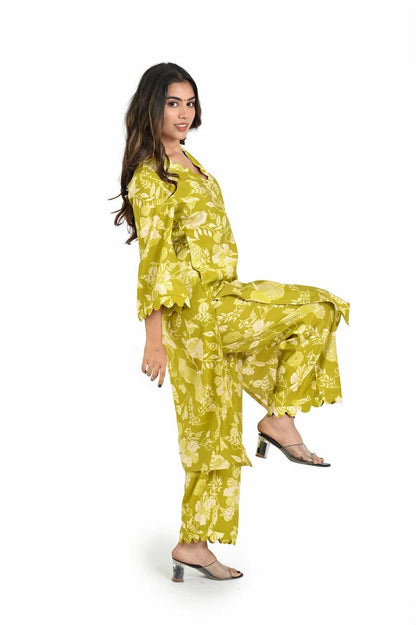 Graceful Green Kurta Pant Set for Festive Look - The Bebla