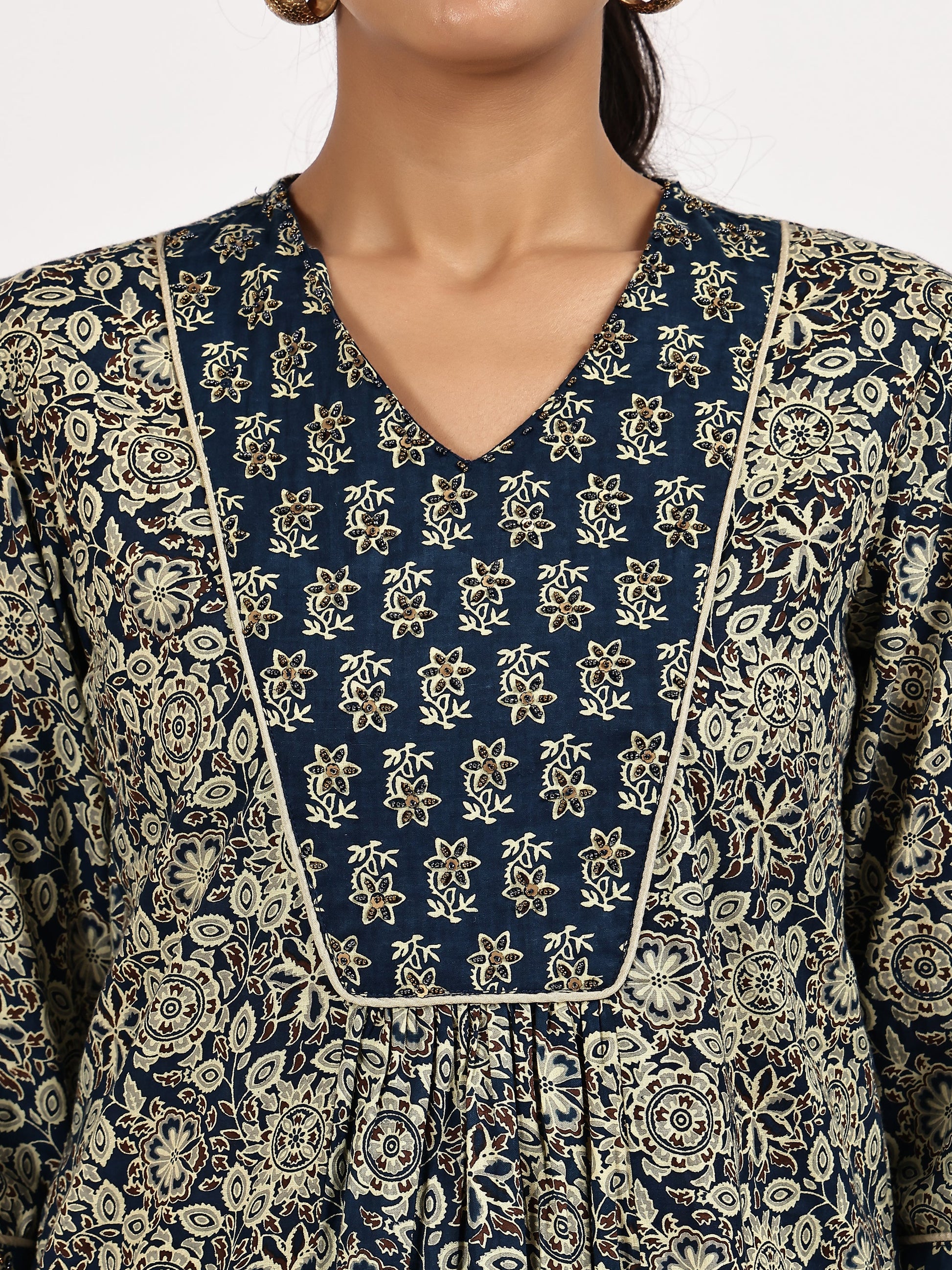 Grey floral Printed Kurta with palazzo - The Bebla