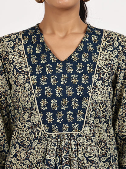 Grey floral Printed Kurta with palazzo - The Bebla