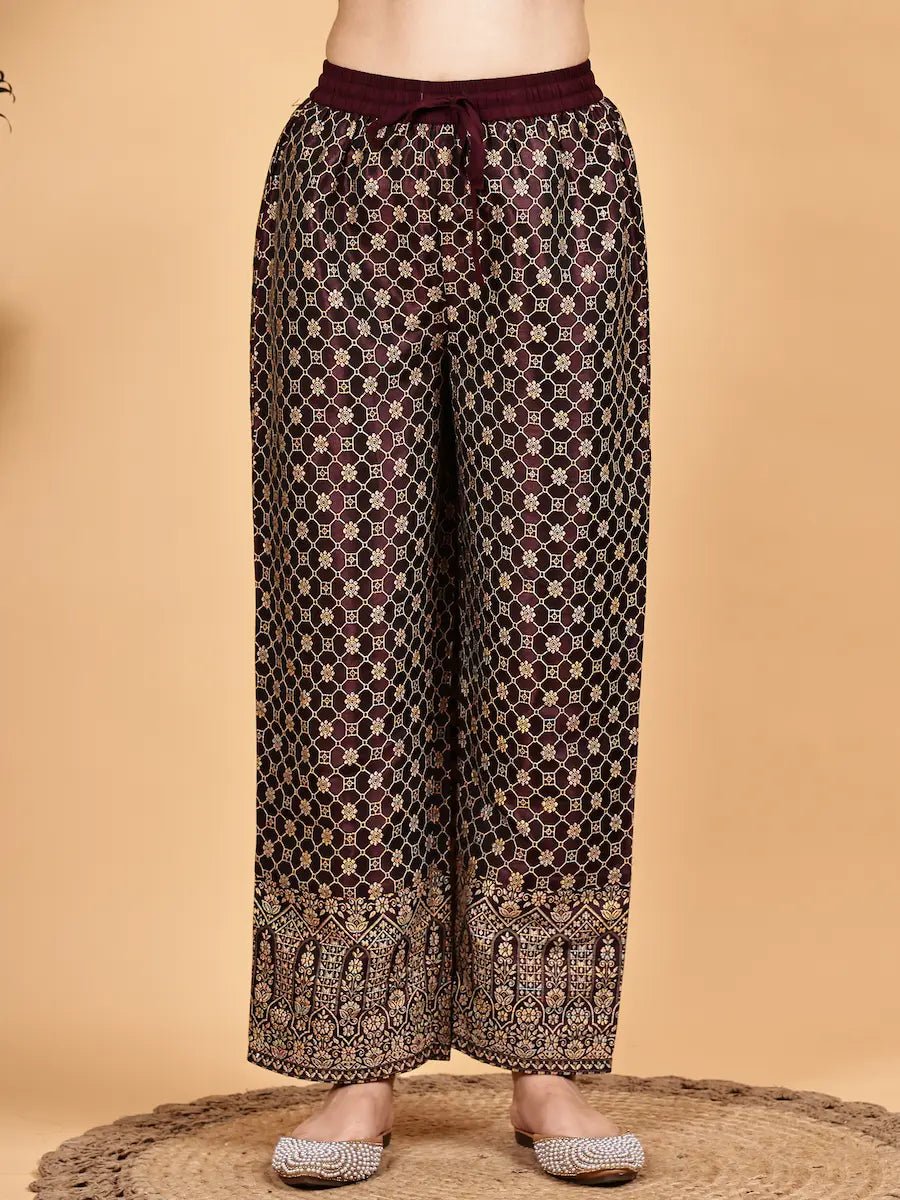 Kurta Dupatta Set – Mauve Silk Blend Kurta with Jacquard Pants & Dupatta - The Bebla