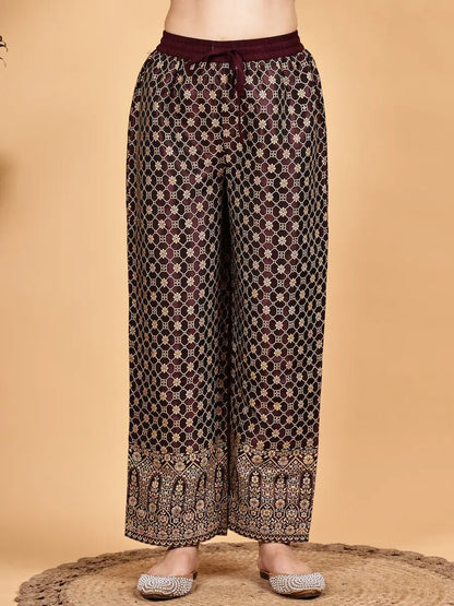 Kurta Dupatta Set – Mauve Silk Blend Kurta with Jacquard Pants & Dupatta - The Bebla