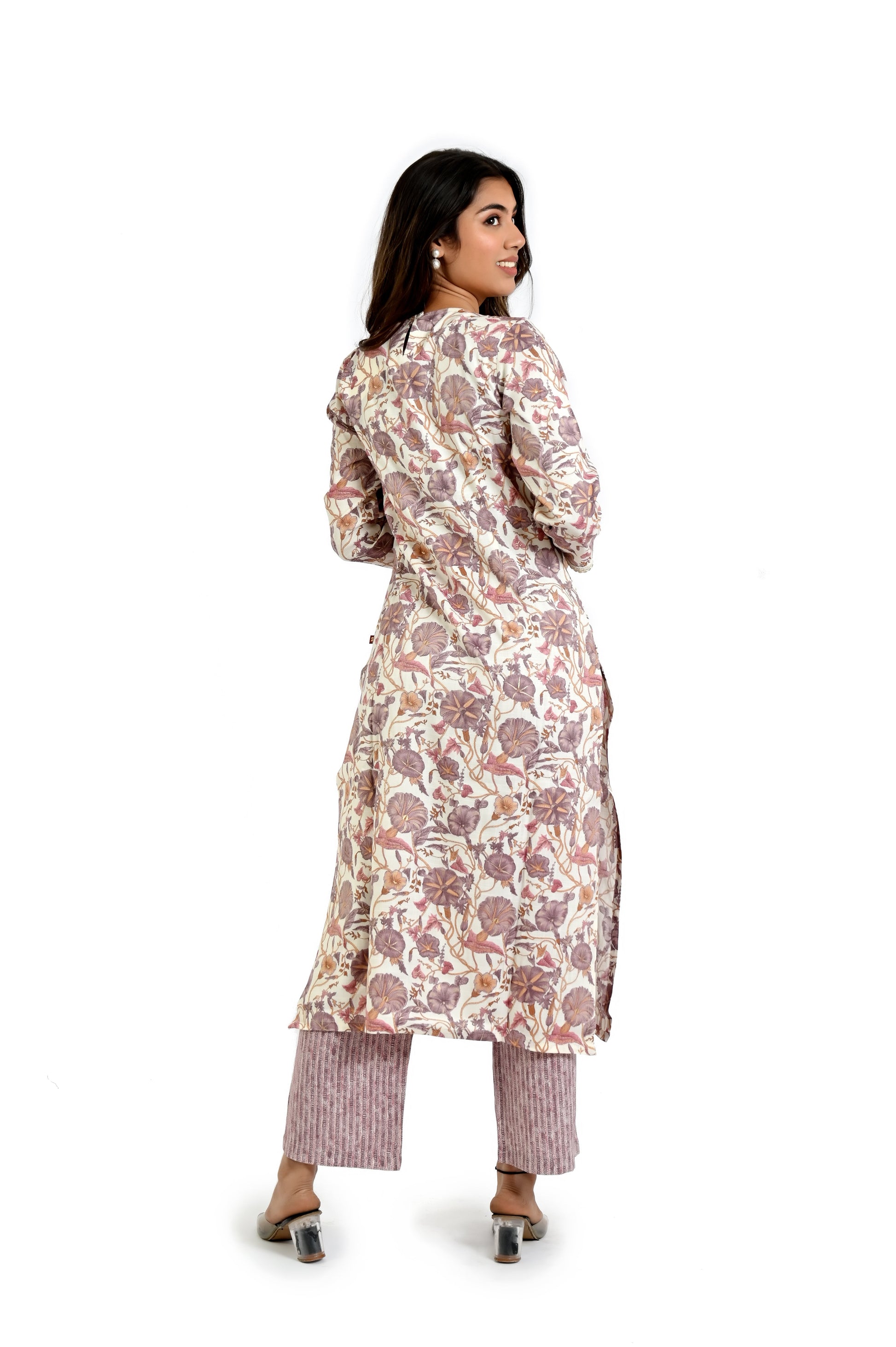 Light Pink Printed Kurta And Pant - The Bebla