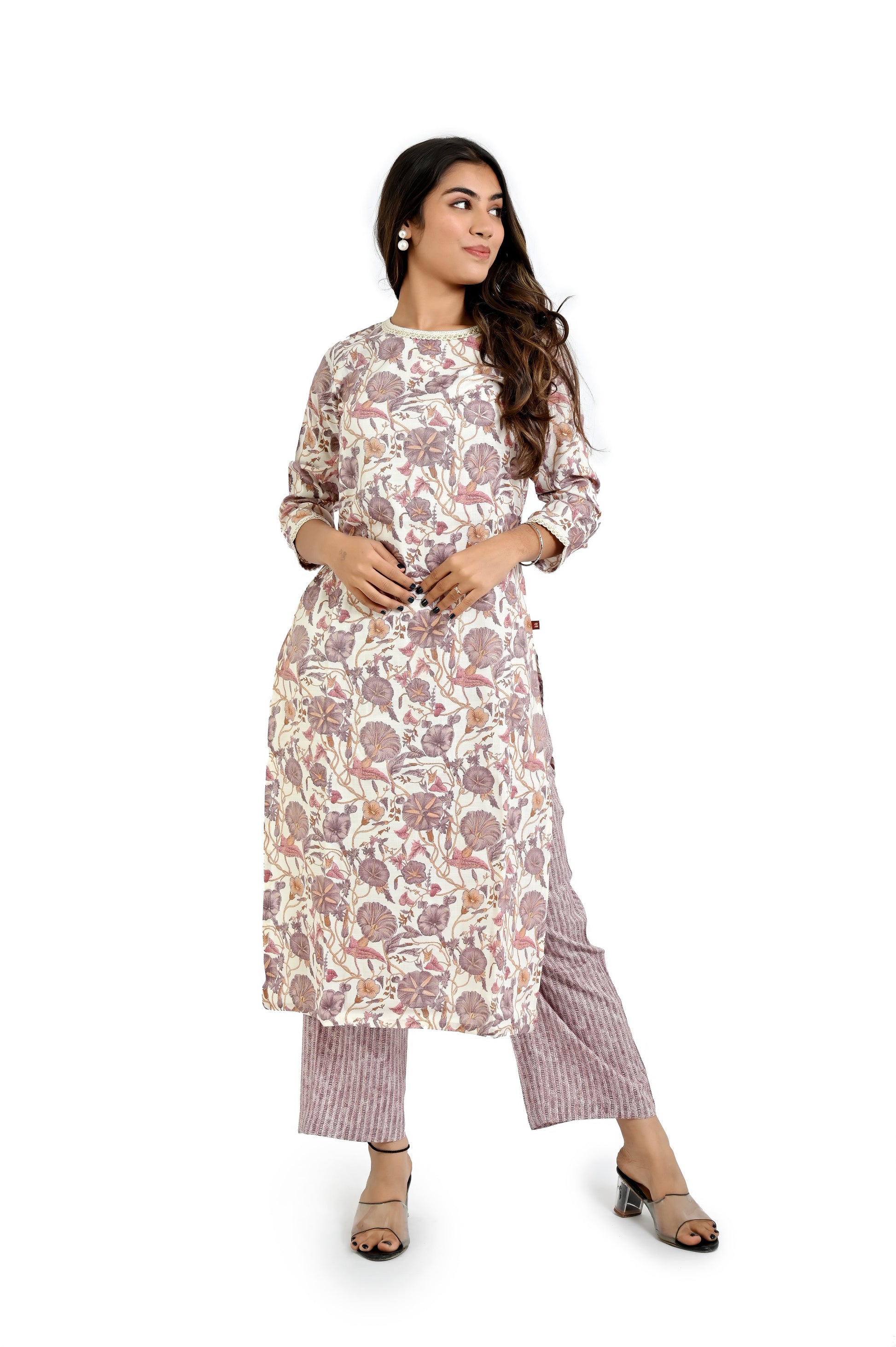 Light Pink Printed Kurta And Pant - The Bebla