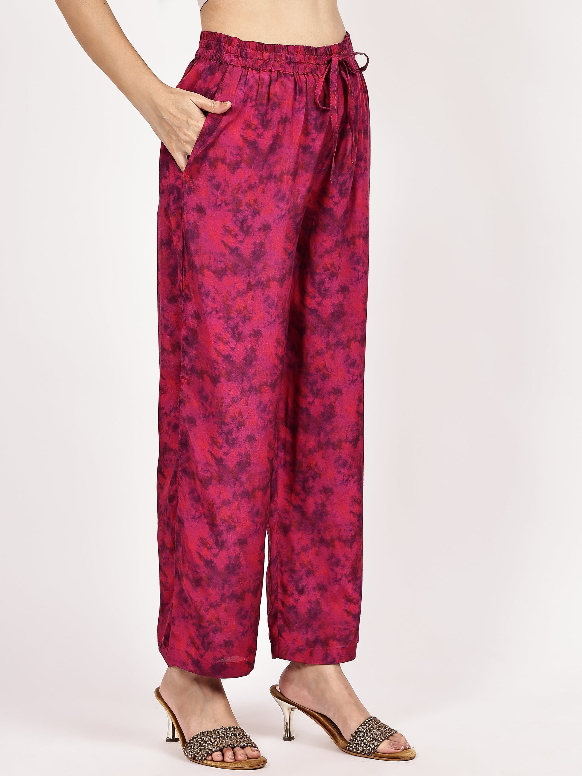 Magenta Floral Printed Kurta Set with Dupatta - The Bebla