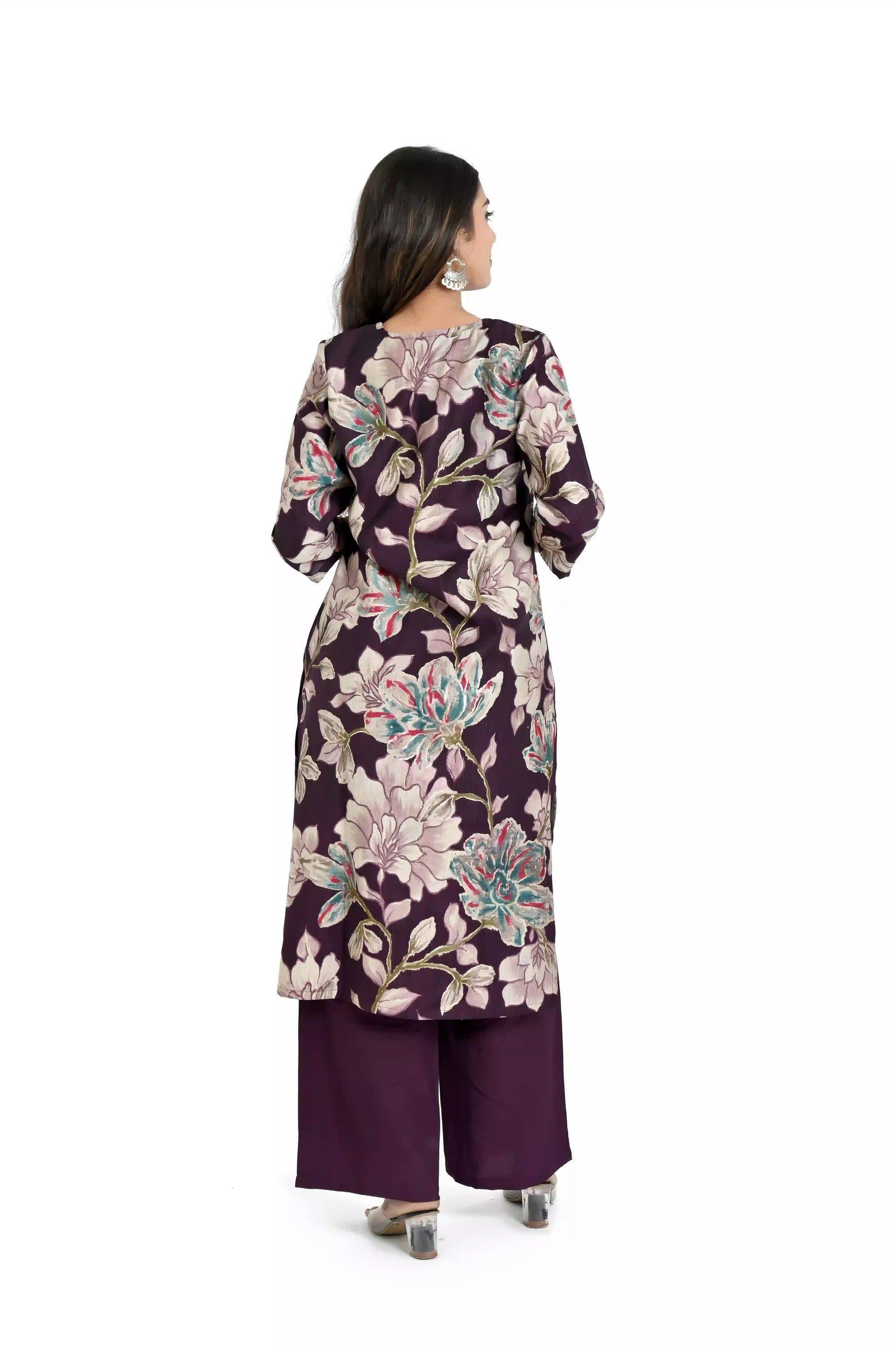 Mahrum - colored printed kurta with straight pants - The Bebla