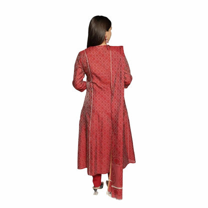 Maroon 3D Print Kurta Set for Women - The Bebla