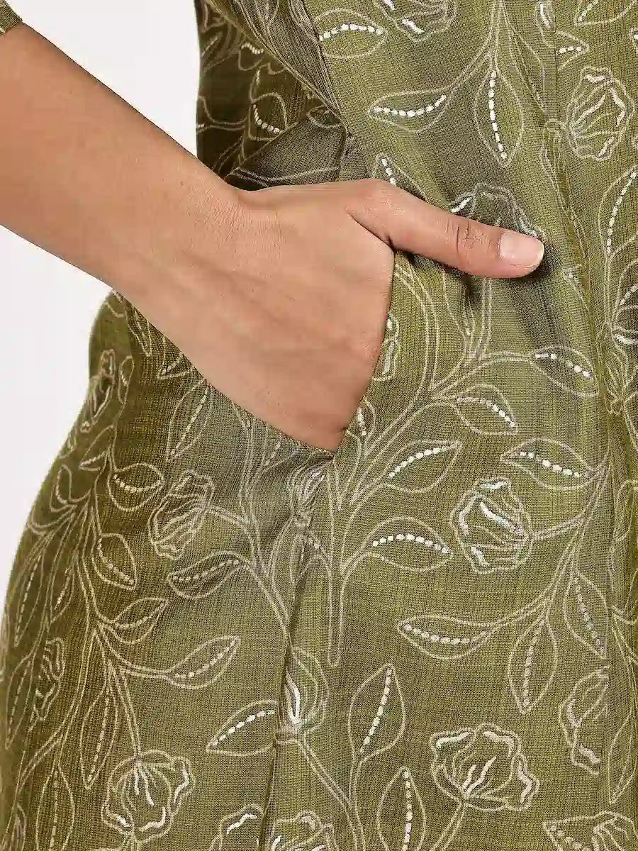 Mehandi Green Kurta Set with Dupatta – Stylish Festive Ethnic Outfit - The Bebla