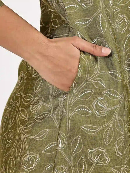 Mehandi Green Kurta Set with Dupatta – Stylish Festive Ethnic Outfit - The Bebla