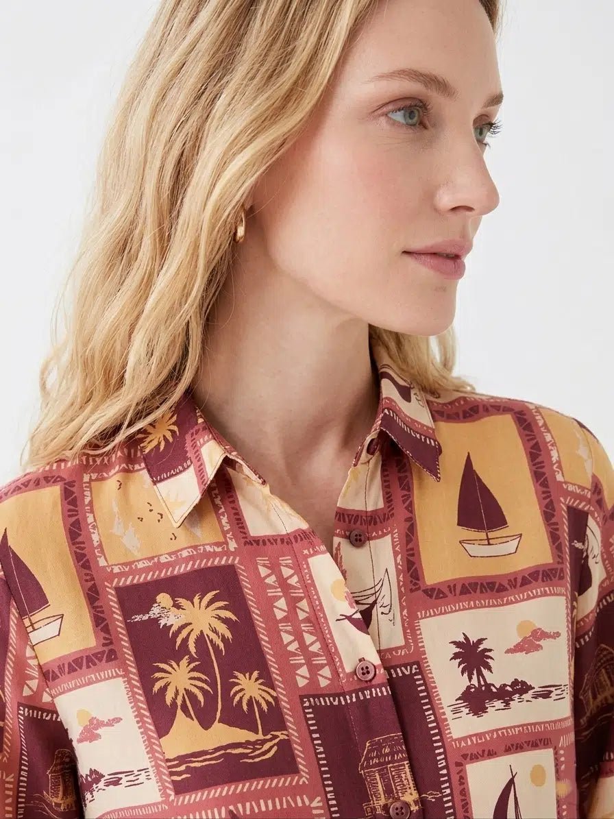 Multi - Color Tropical Printed Casual Shirt Top - The Bebla
