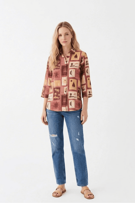 Multi - Color Tropical Printed Casual Shirt Top - The Bebla