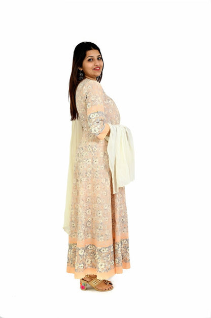 Off White with Light Orange printed - The Bebla