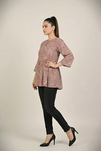 Pink Printed Elegant Top for Women’s Casual Wear - The Bebla