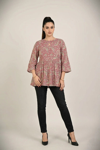 Pink Printed Elegant Top for Women’s Casual Wear - The Bebla