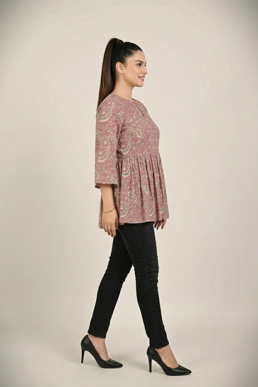 Pink Printed Elegant Top for Women’s Casual Wear - The Bebla