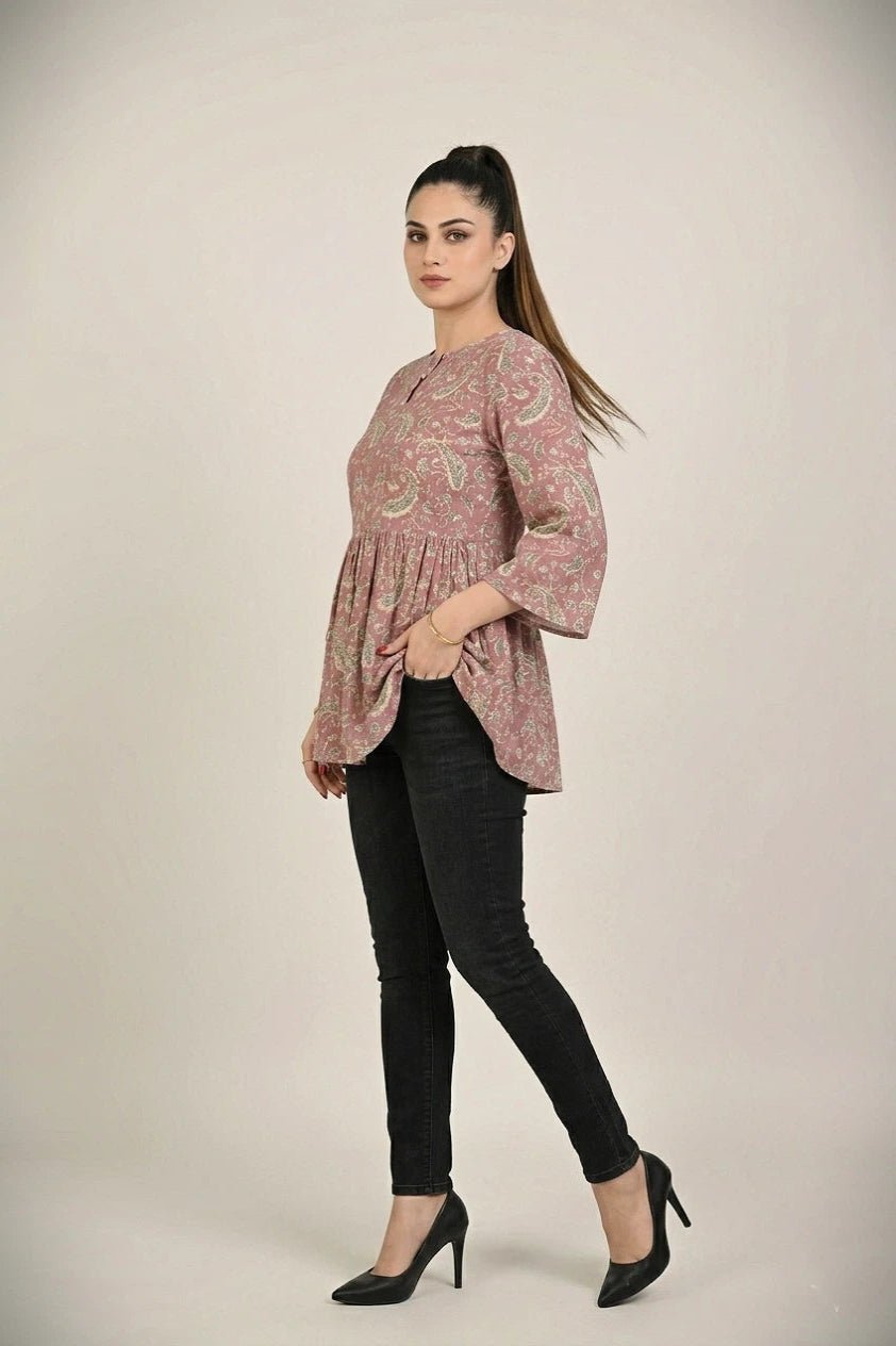 Pink Printed Elegant Top for Women’s Casual Wear - The Bebla