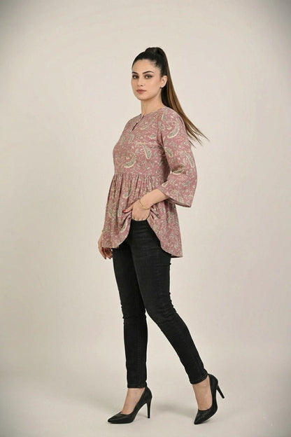 Pink Printed Elegant Top for Women’s Casual Wear - The Bebla