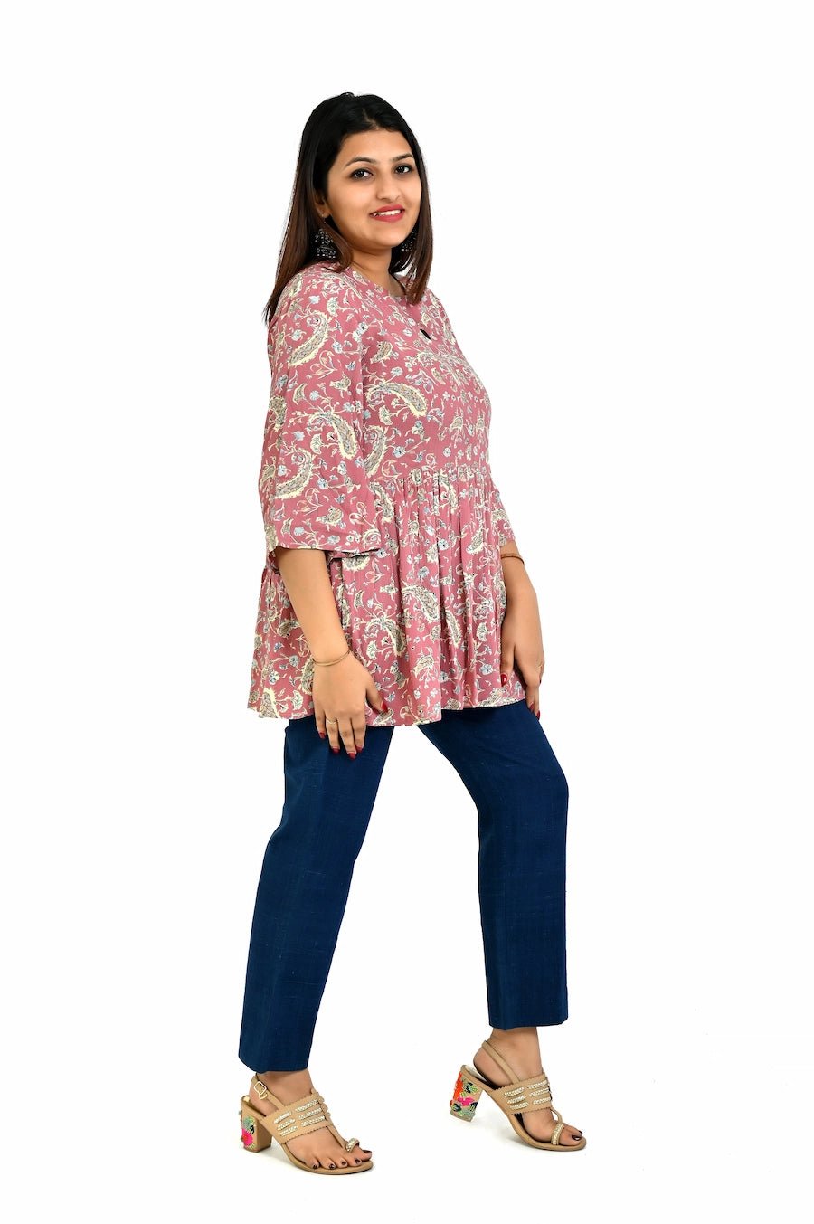 Pink Printed Elegant Top for Women’s Casual Wear - The Bebla