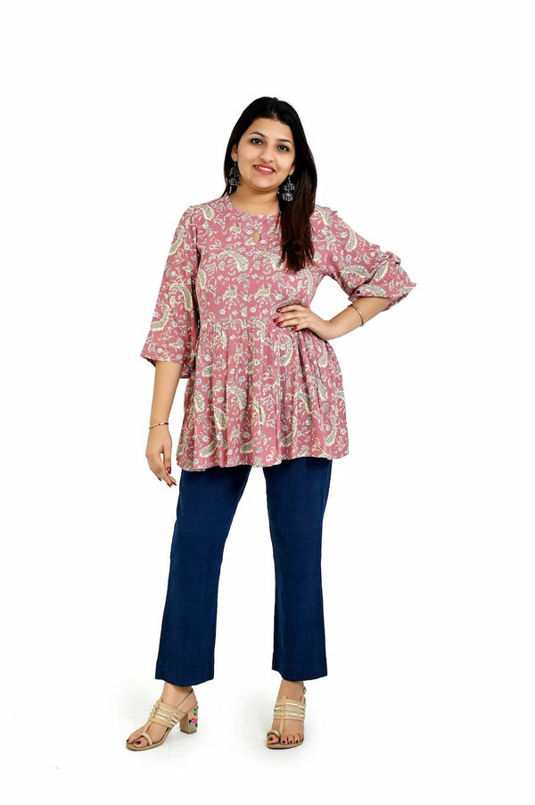 Pink Printed Elegant Top for Women’s Casual Wear