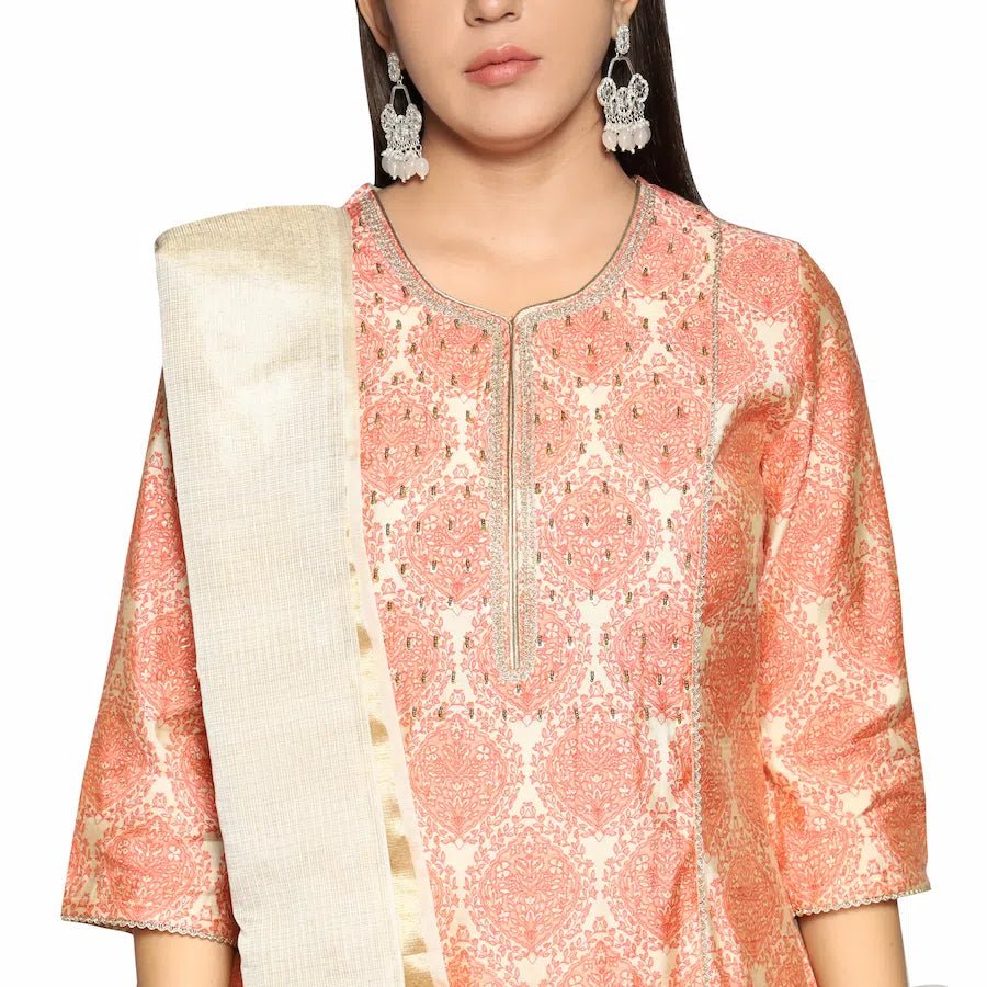 Printed Kurta Set with Pants and Dupatta - The Bebla