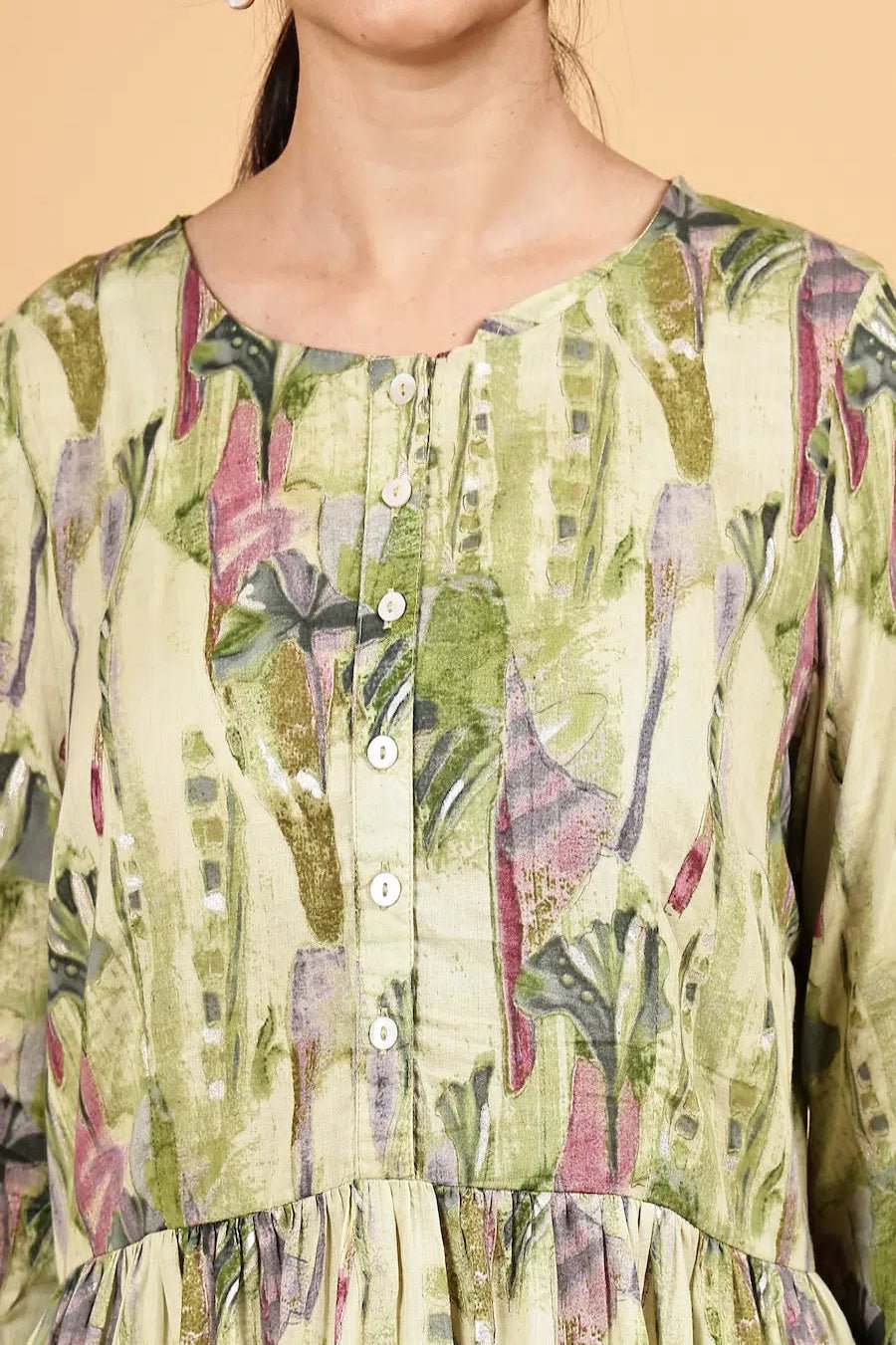 Round neck printed peplum top - The Bebla