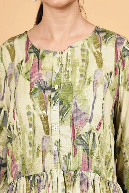 Round neck printed peplum top - The Bebla