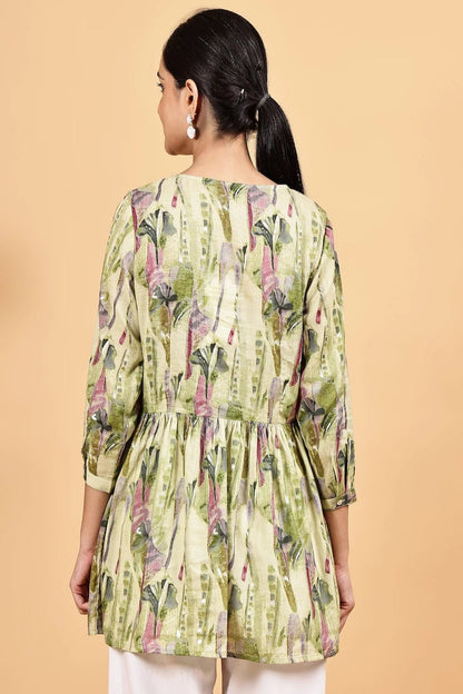 Round neck printed peplum top - The Bebla