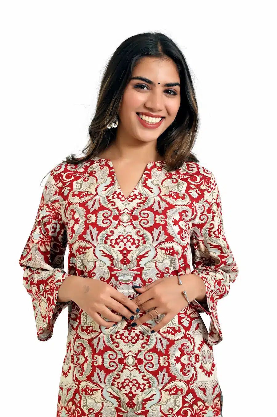 Ruby Red Essence Kurta - The Bebla