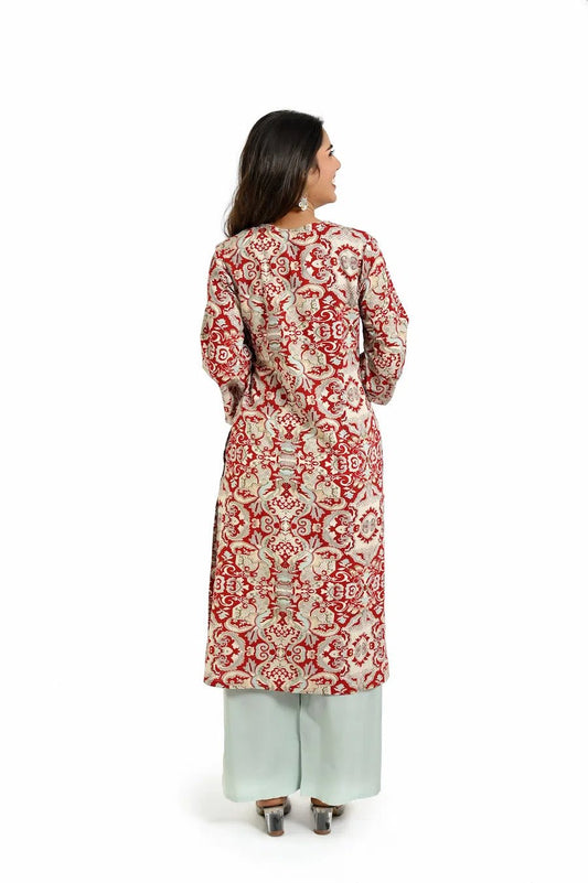 Ruby Red Essence Kurta - The Bebla