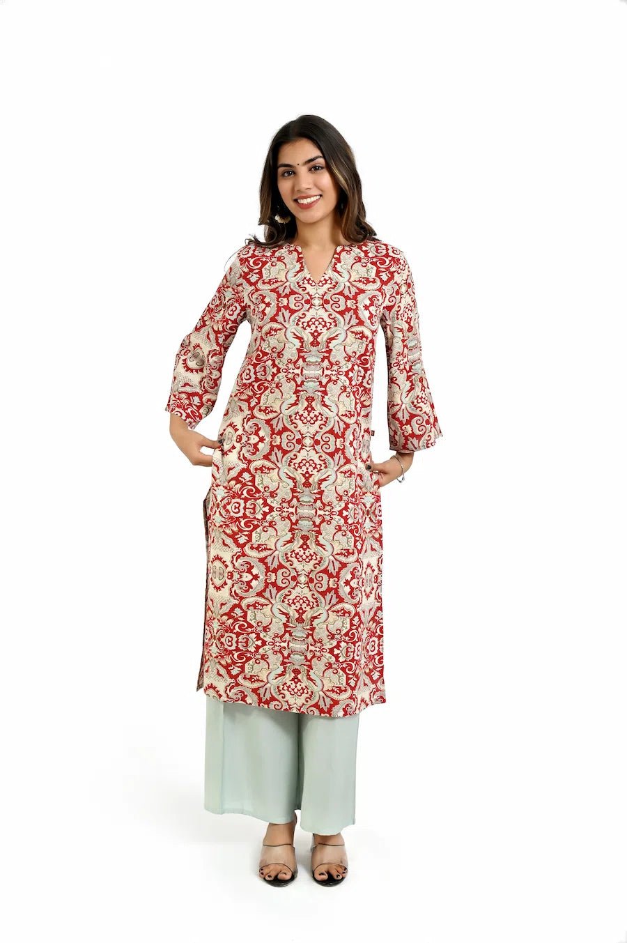 Ruby Red Essence Kurta - The Bebla