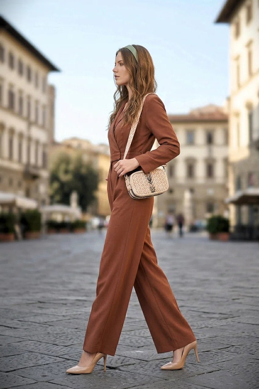 Rust Brown Wrap - Style Jumpsuit - The Bebla