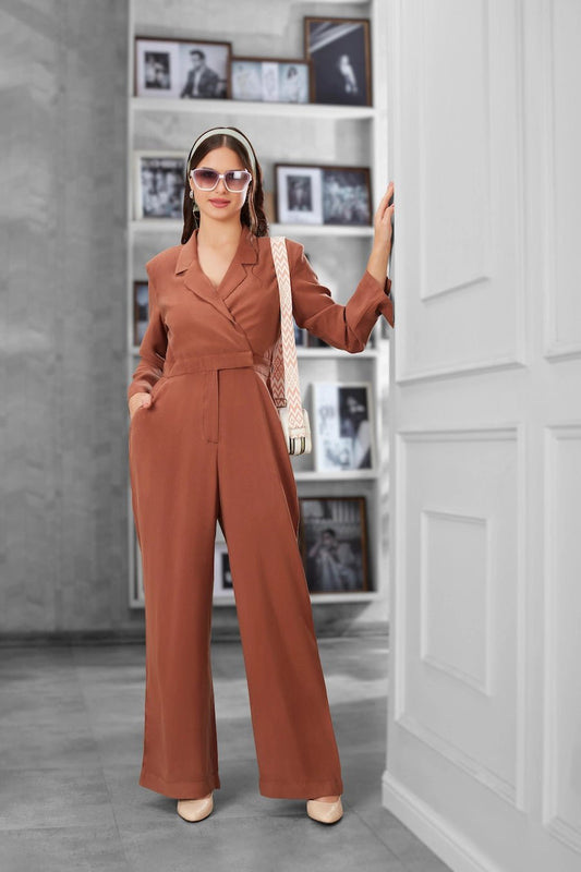 Rust Brown Wrap - Style Jumpsuit - The Bebla