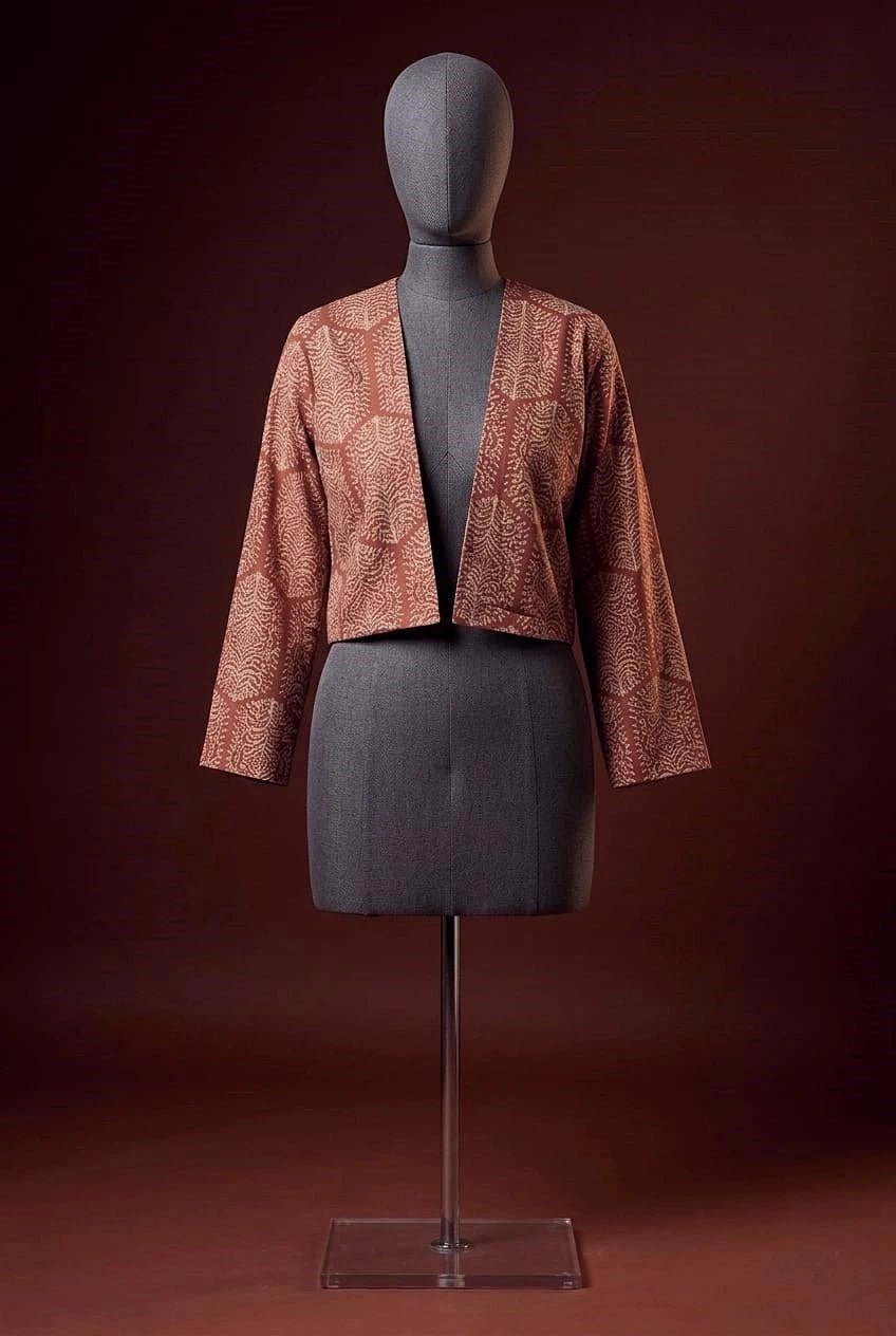 Rust Floral Printed Tiered Maxi Dress with Shrug - The Bebla