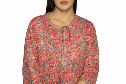 Rust Pink Printed Straight Kurta Along With Pants - The Bebla