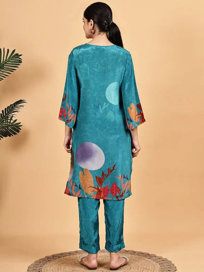 Sea Green Printed Co - Ord Set – Stylish Two Piece Ethnic Women’s Outfit - The Bebla