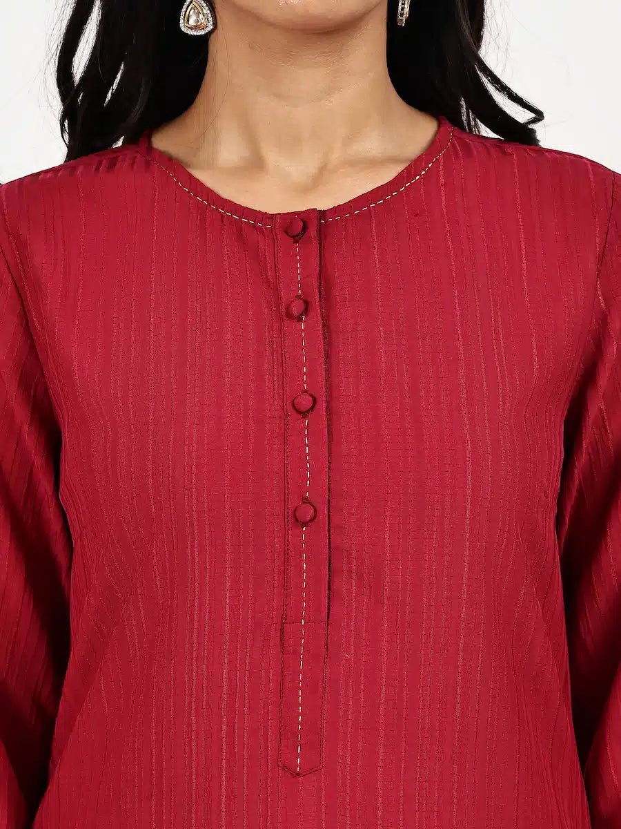 Solid red Kurta and Palazzo Set - The Bebla