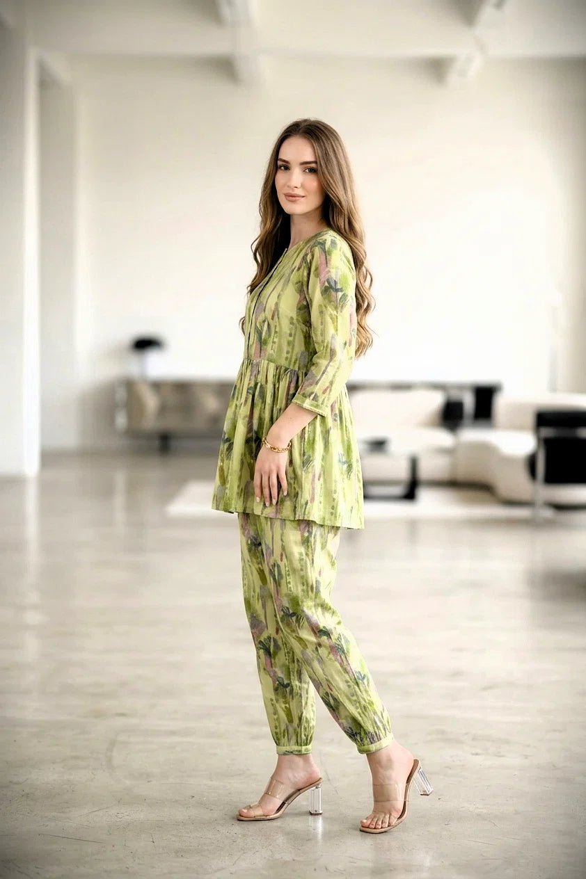 Stylish Light Green Co - Ord Set for Summer Look - The Bebla