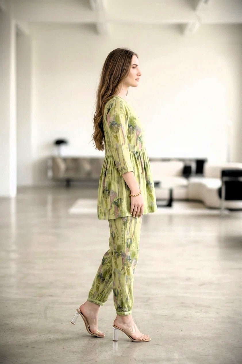 Stylish Light Green Co - Ord Set for Summer Look - The Bebla