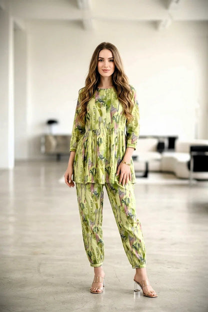 Stylish Light Green Co - Ord Set for Summer Look - The Bebla