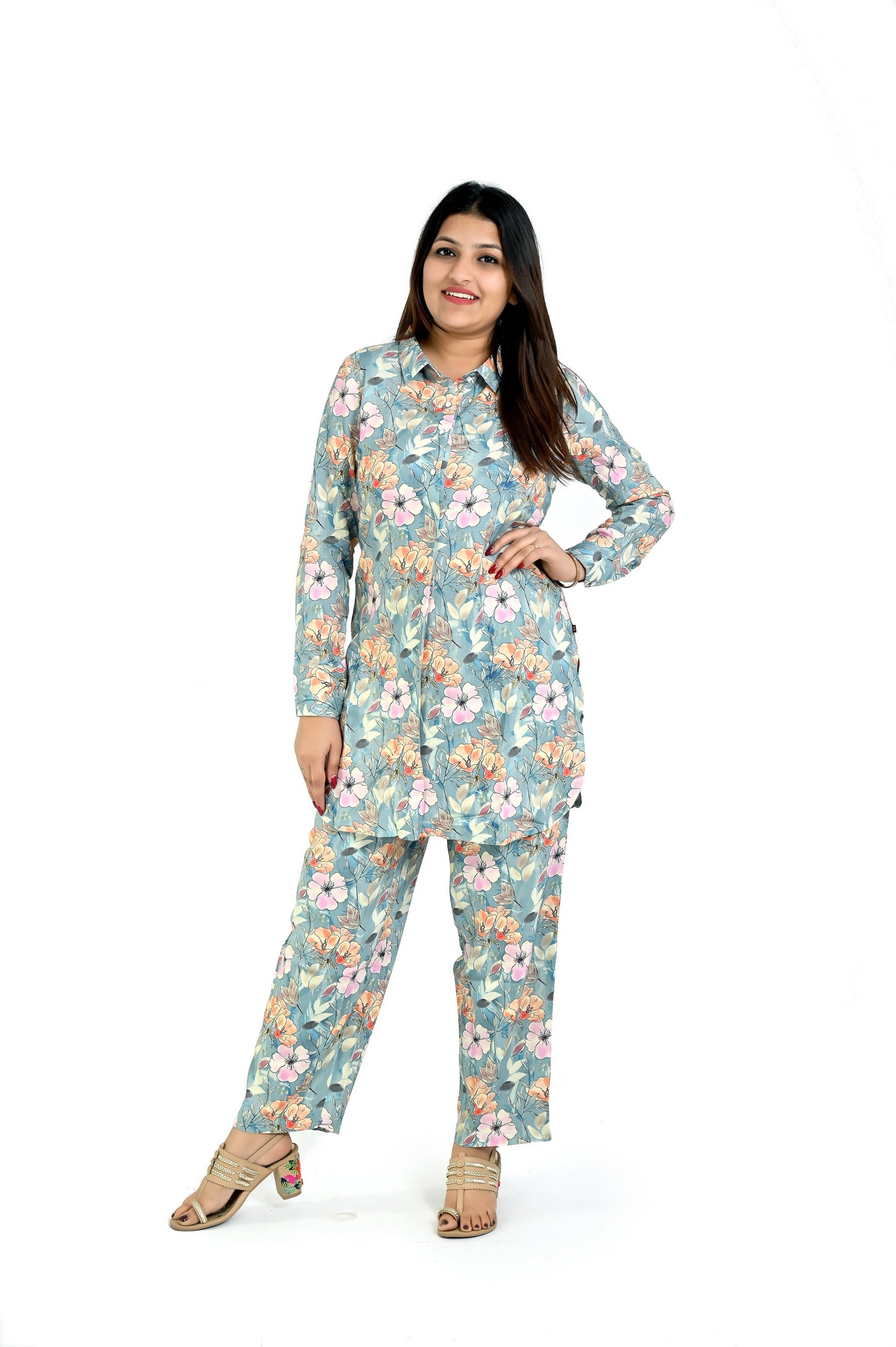 Stylish Mint Green Printed Co - Ord Set Women - The Bebla