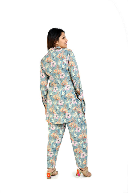 Stylish Mint Green Printed Co - Ord Set Women - The Bebla